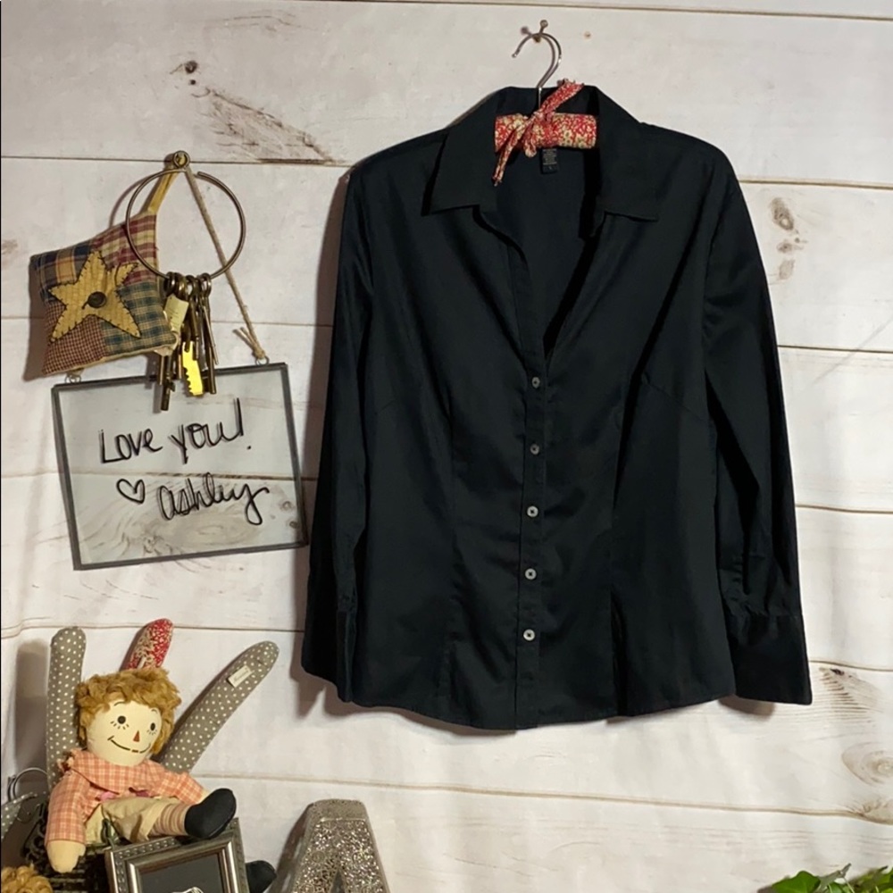 Banana Republic; Black; Blouse; Top; Shirt; L